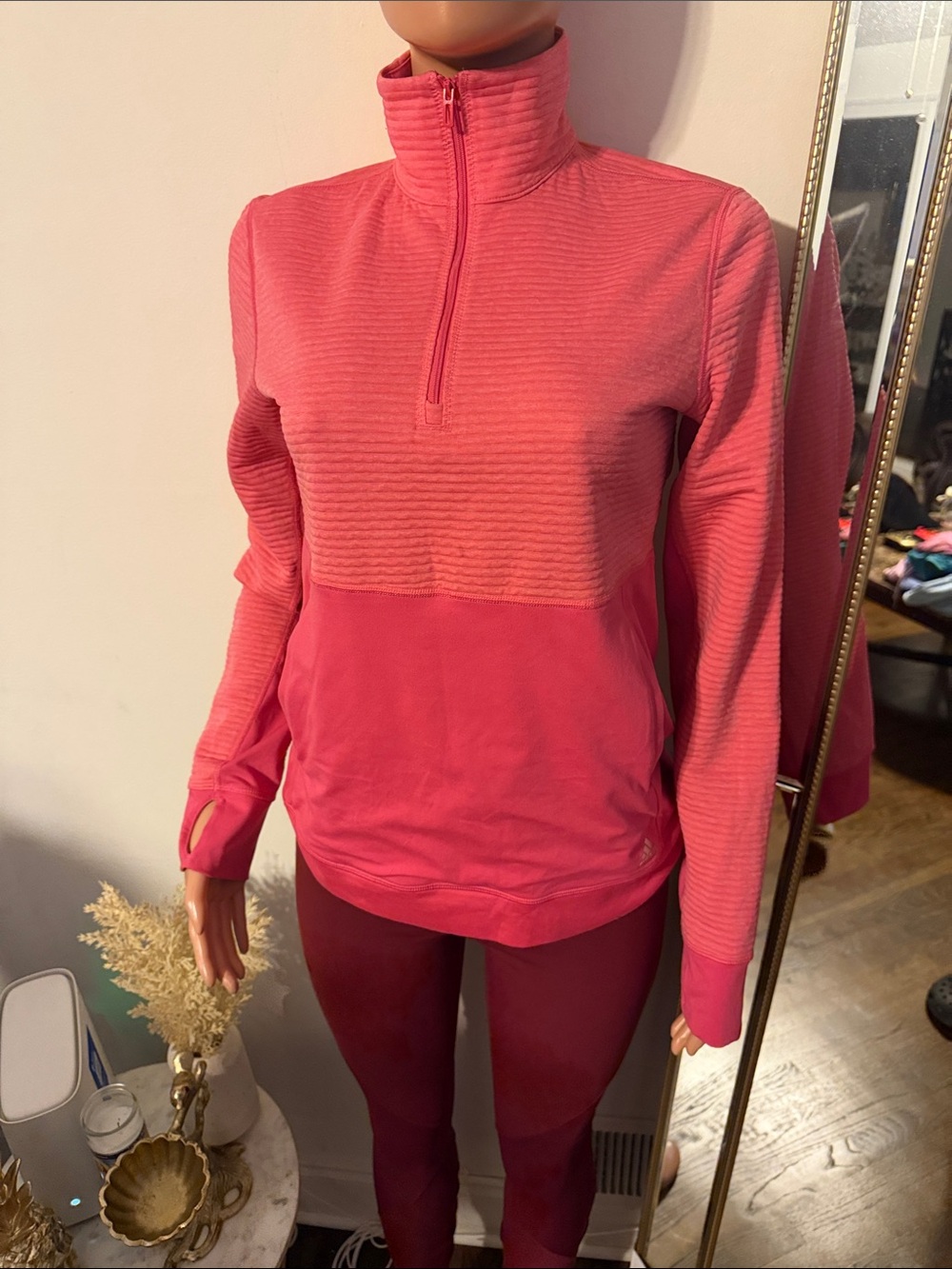 adidas Women's Pink Half-Zip Pullover Sweater